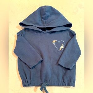 Oshkosh B'gosh Girl's Long Sleeve hooded tshirt with Heart embroidered 12 Months